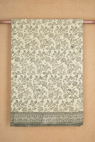 Floral Design Ivory Jaipur Cotton Saree