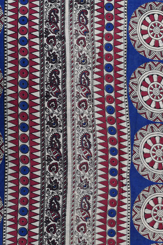 Floral Design Kalamkari Printed Cream Color Cotton Saree