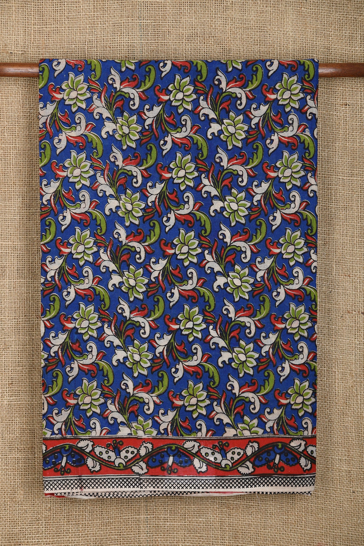 Floral Design Kalamkari Printed Multicolor Cotton Saree
