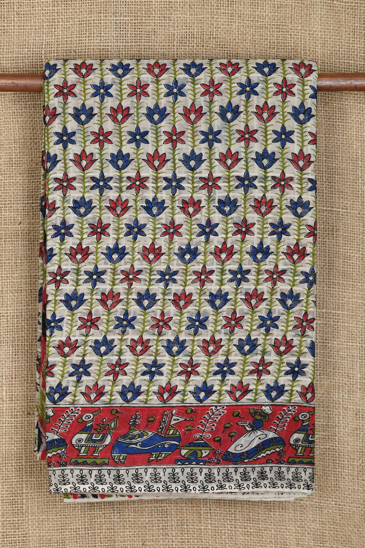 Floral Design Kalamkari Printed Multicolor Kota Cotton Saree