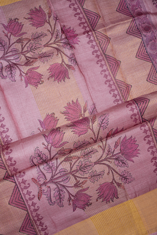 Floral Design Mulberry Printed Tussar Silk Saree