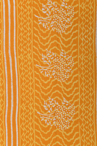 Floral Design Mustard Yellow Jaipur Cotton Saree
