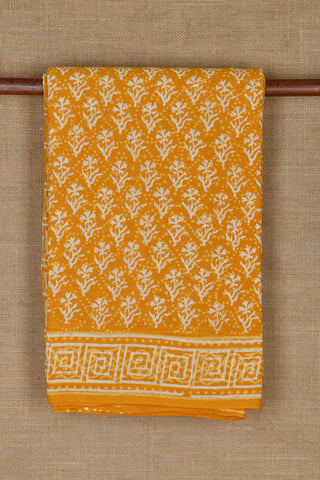 Floral Design Mustard Yellow Jaipur Cotton Saree