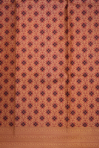 Floral Design Burnt Orange Printed Silk Saree