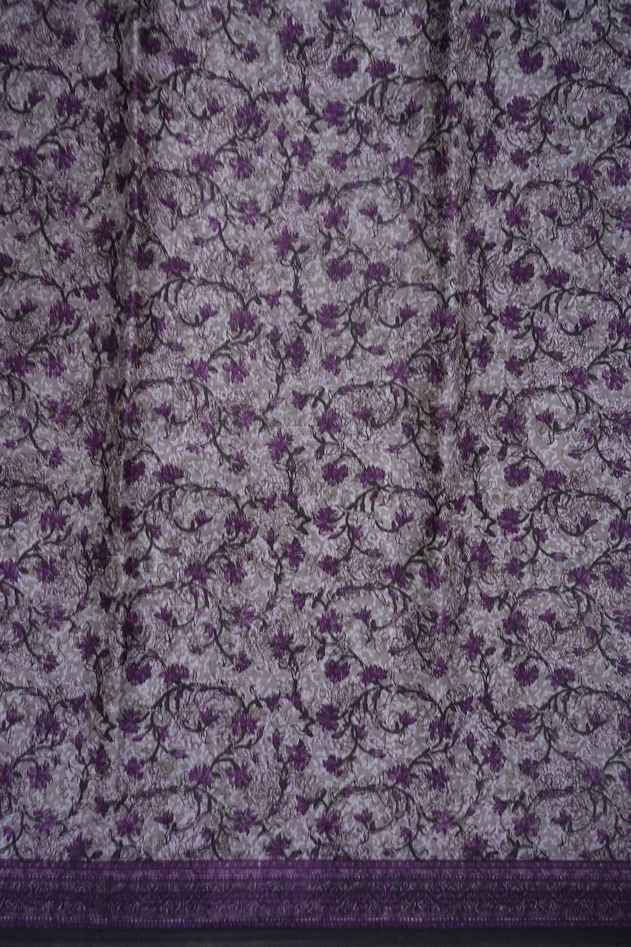 Floral Design Pale Purple Printed Silk Saree