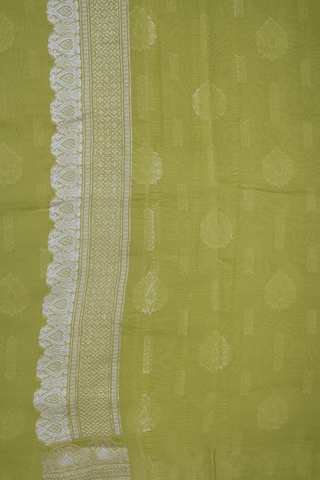 Floral Design Pastel Green Georgette Banarasi Silk Saree