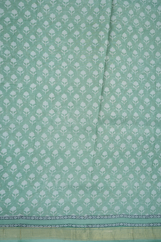 Floral Design Pastel Green Printed Silk Saree