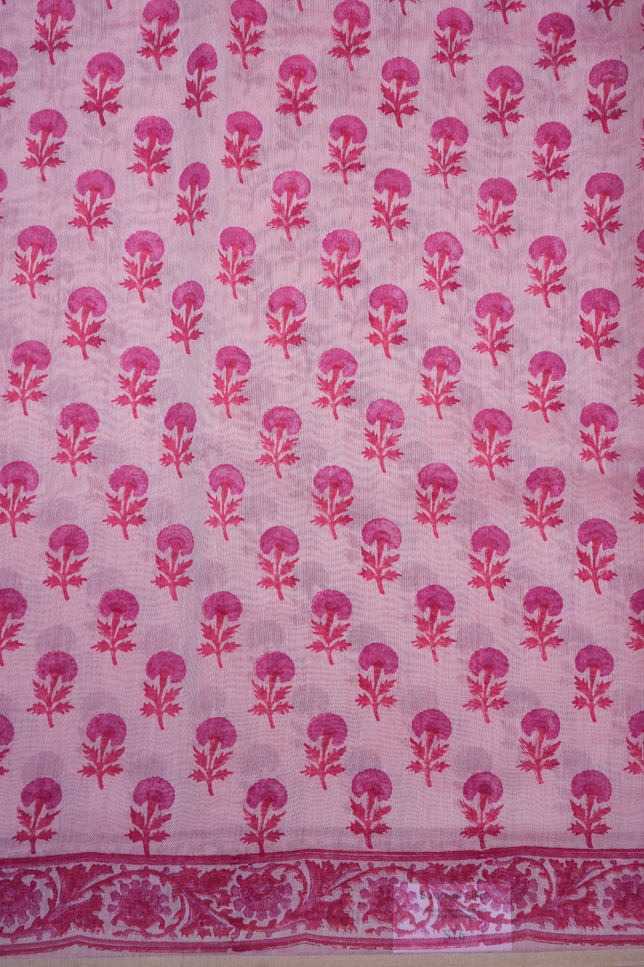 Floral Design Pastel Pink Chanderi Cotton Saree