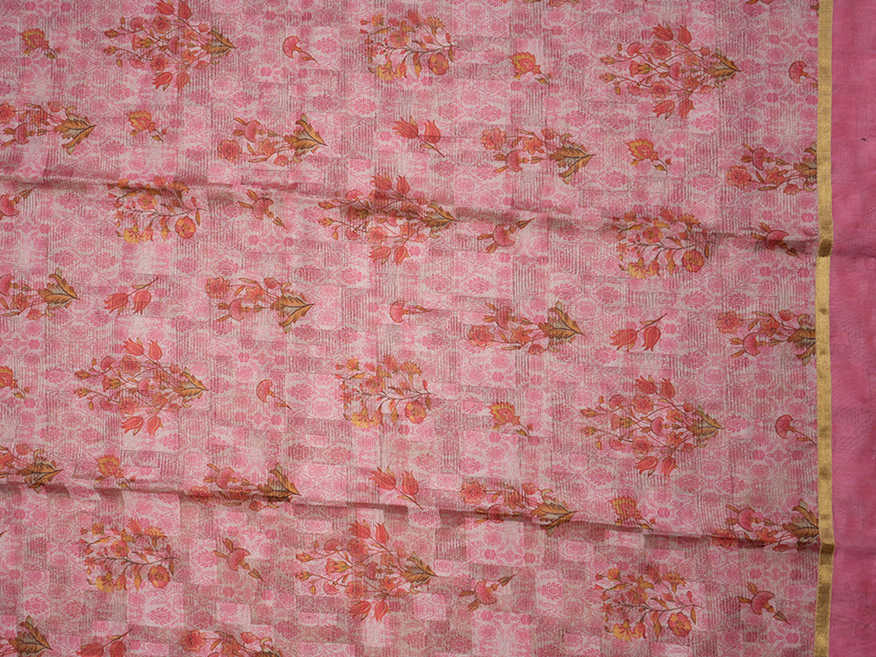 Floral Design Pastel Pink Cotton Unstitched Salwar Material