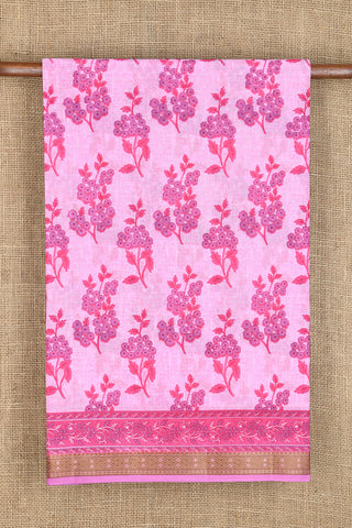 Floral Design Pastel Pink Printed Ahmedabad Cotton Saree