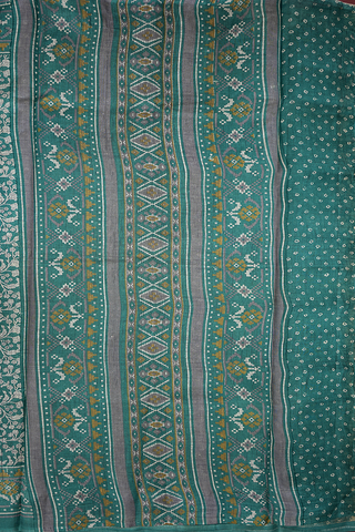 Floral Design Peacock Green Raw Silk Saree
