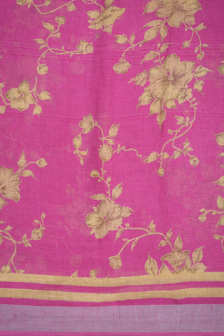 Floral Design Rose Pink Linen Saree