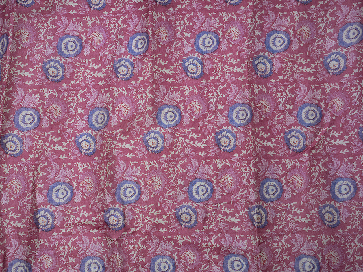 Floral Design Pink Satin Linen Unstitched Salwar Material