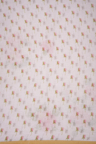Floral Design Powder Pink Linen Saree