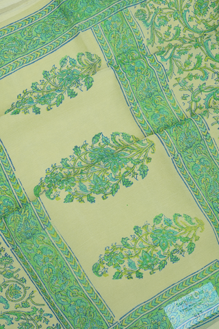 Floral Design Printed Pastel Green Chiffon Saree