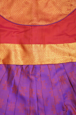 Floral Design Red And Dual Tone Silk Readymade Pavadai Sattai