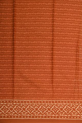Floral Design Rust Orange Printed Ahmedabad Cotton Saree