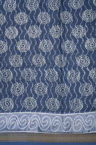 Floral Design Space Blue Chanderi Cotton Saree