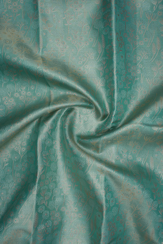 Floral Design Turkish Blue Tissue Kanchipuram Silk Saree