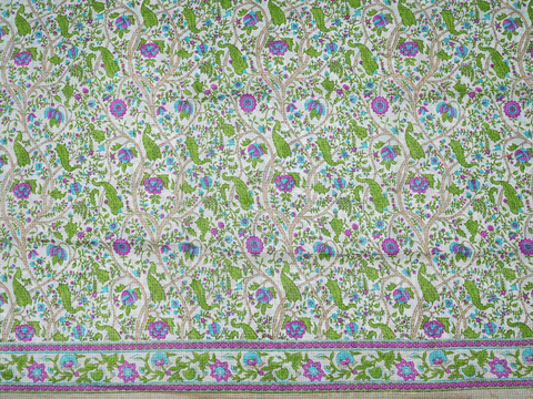 Floral Design White Kota Silk Unstitched Salwar Material
