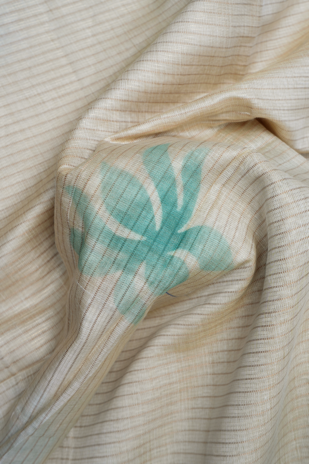 Floral Digital Printed Beige Semi Tissue Saree