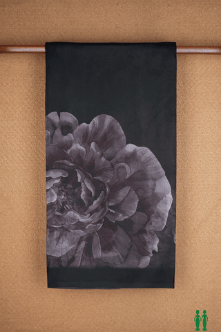 Floral Digital Printed Black Organza Silk Saree