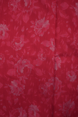 Floral Digital Printed Cherry Red Organza Silk Saree