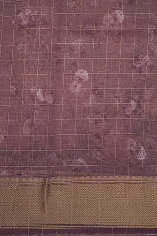 Floral Digital Printed Dusty Purple Organza Saree