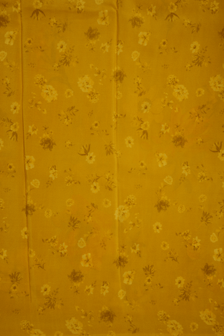 Floral Digital Printed Golden Yellow Chiffon Saree