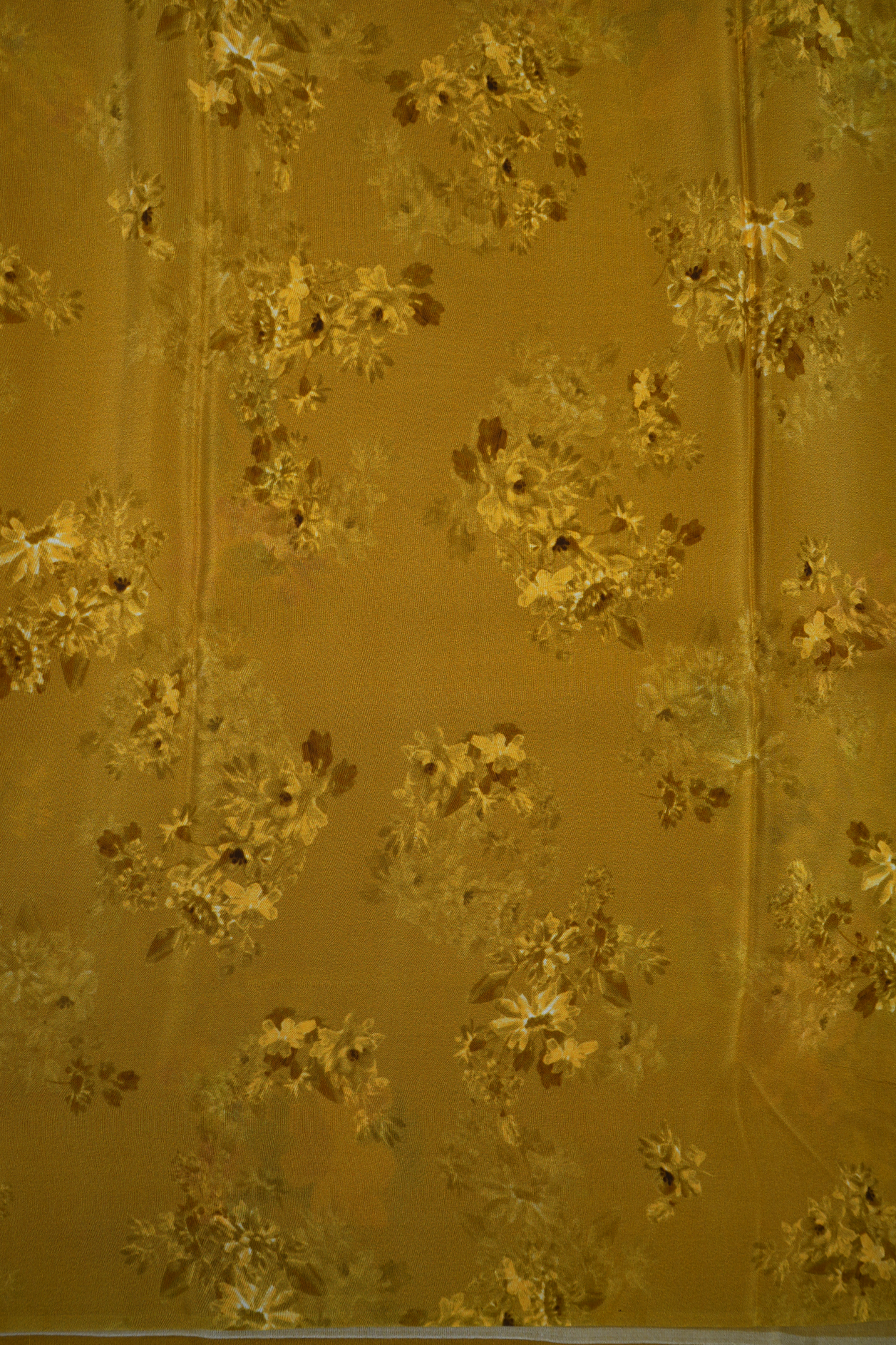 Floral Digital Printed Golden Yellow Crepe Saree