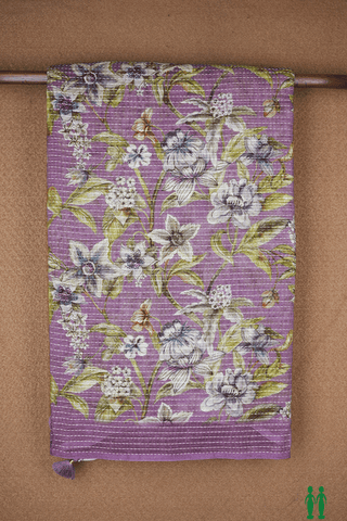 Floral Digital Printed Grape Purple Linen Saree