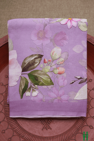 Floral Digital Printed Light Purple Chiffon Saree