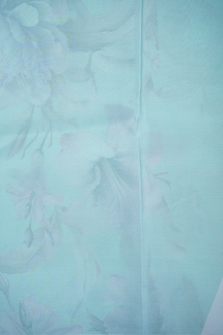 Floral Digital Printed Mint Blue Crepe Saree