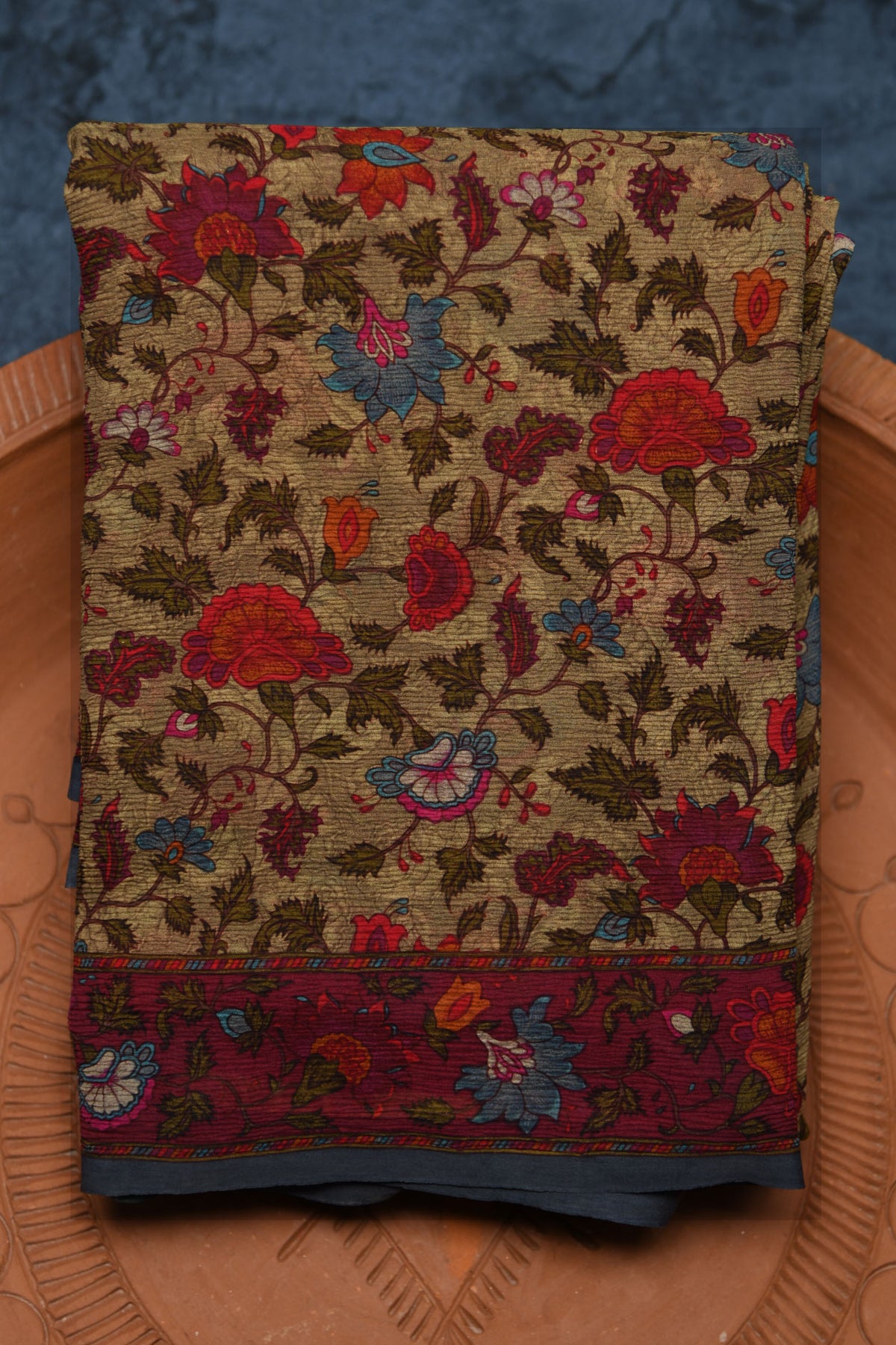 Floral Digital Printed Multicolor Chiffon Saree