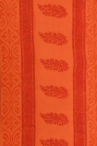 Floral Digital Printed Ochre Orange Chiffon Saree