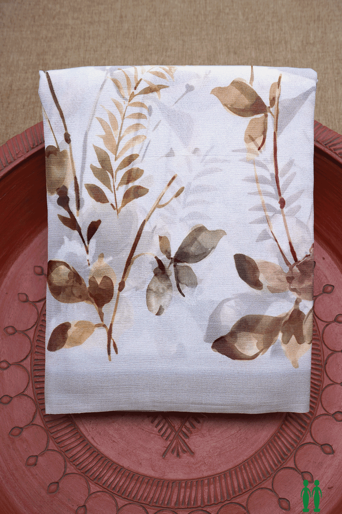 Floral Digital Printed Off White Chiffon Saree