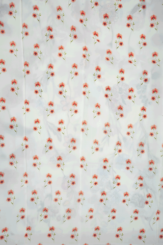 Floral Digital Printed Off White Chiffon Saree