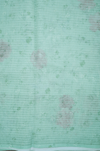 Floral Digital Printed Pastel Mint Green Linen Saree