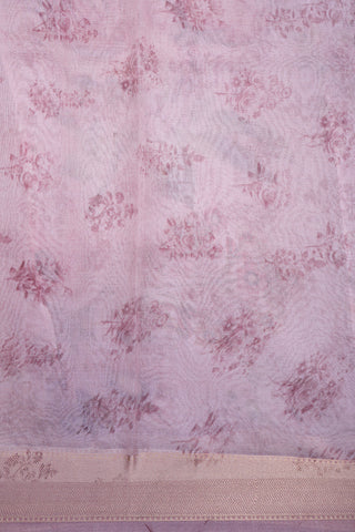 Floral Digital Printed Pastel Pink Organza Saree