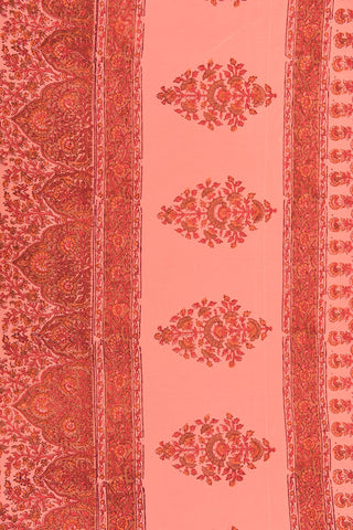 Floral Digital Printed Pink Crepe Silk Saree