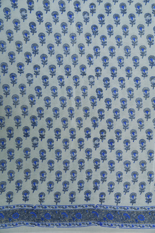 Floral Digital Printed Powder Blue Crepe Silk Saree