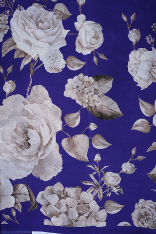Floral Digital Printed Regal Purple Crepe Saree