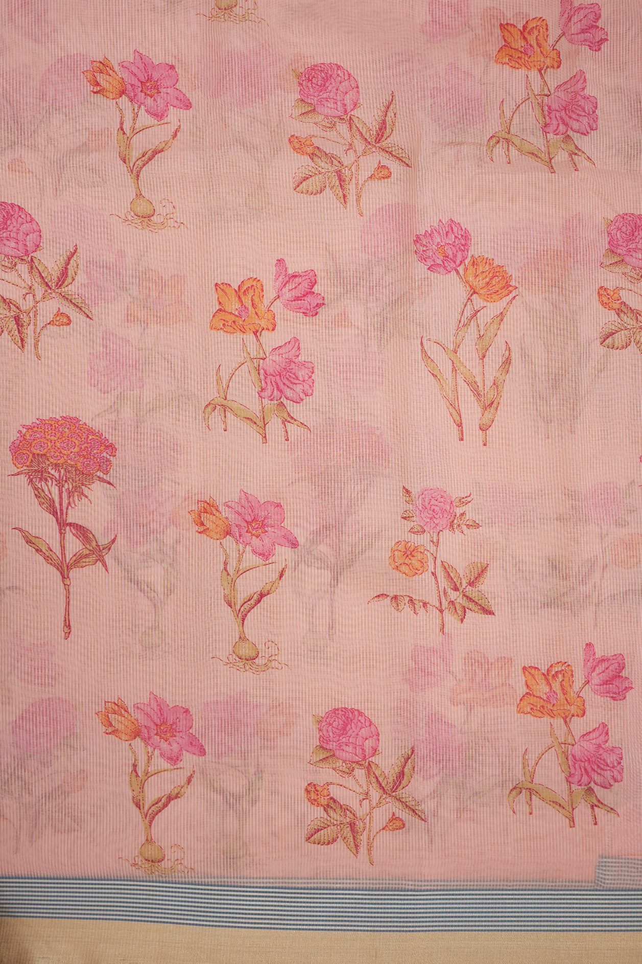 Floral Digital Printed Rose Gold Kota Cotton Saree