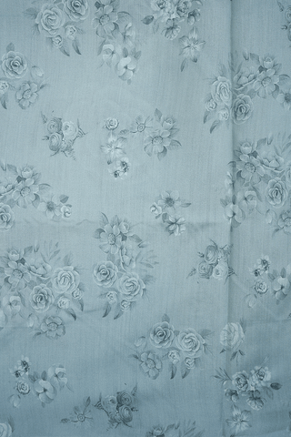 Floral Digital Printed Steel Blue Organza Silk Saree