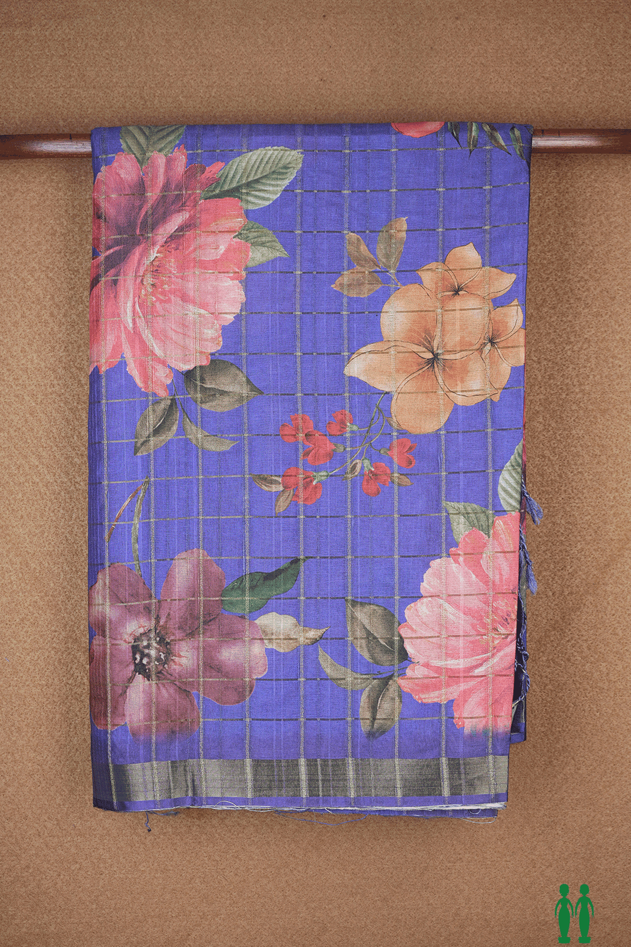 Floral Digital Printed Violet Semi Tussar Silk Saree