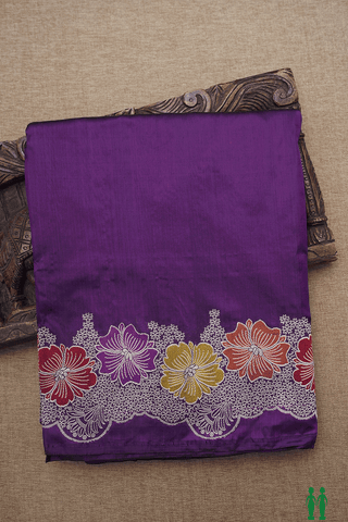 Floral Embroidered Border Grape Purple Banarasi Silk Saree