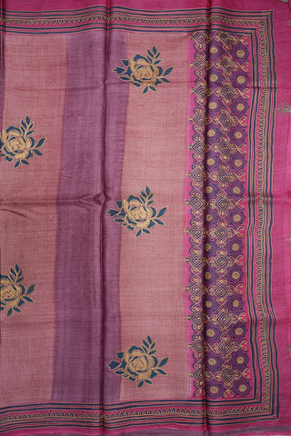 Floral Embroidered Design Multicolor Tussar Silk Saree