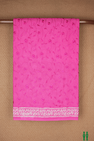 Floral Embroidered Design Rose Pink Ahmedabad Cotton Saree