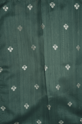 Floral Embroidered Design Sage Green Semi Tussar Silk Saree