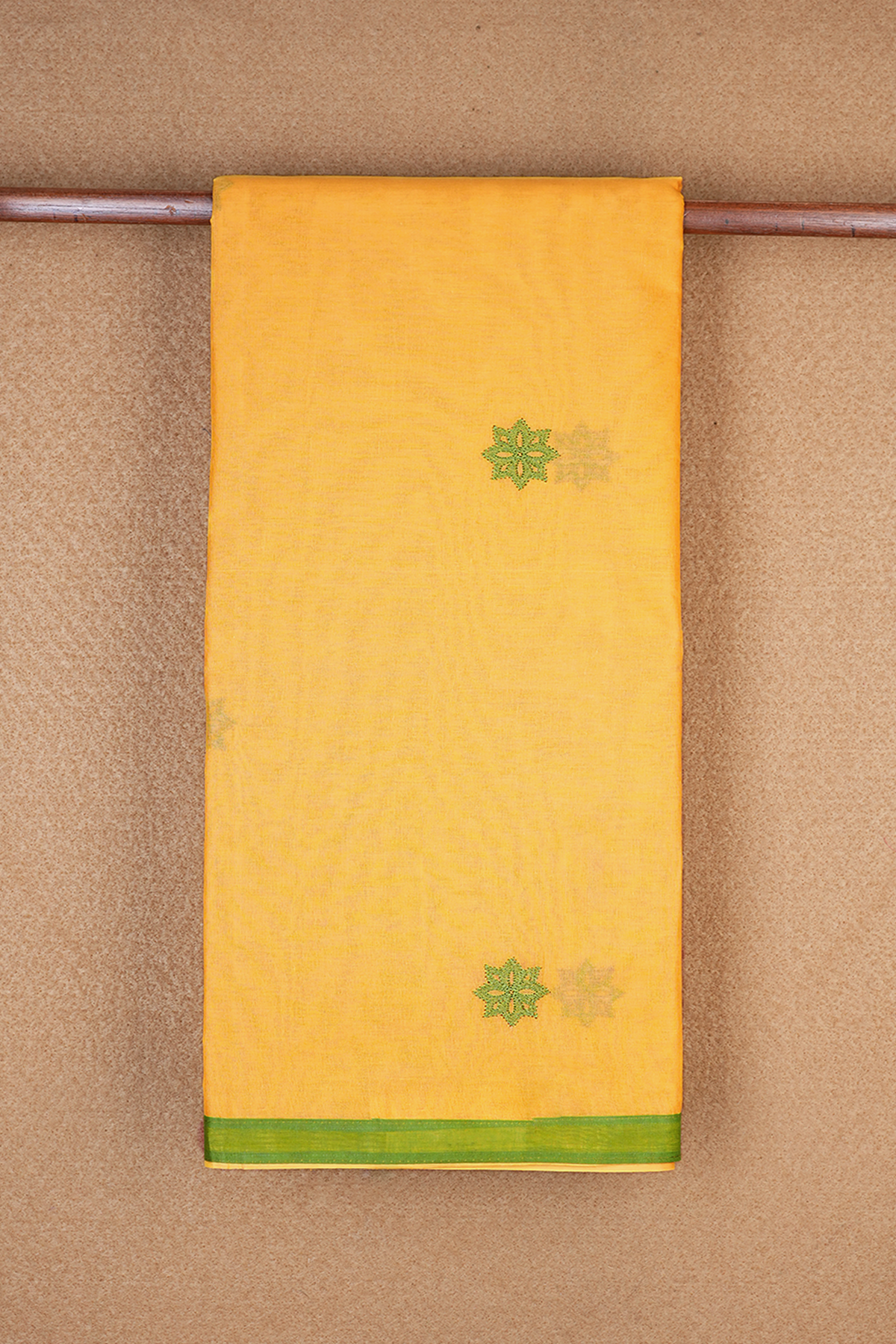 Floral Embroidery Motifs Honey Yellow Ahmedabad Cotton Saree